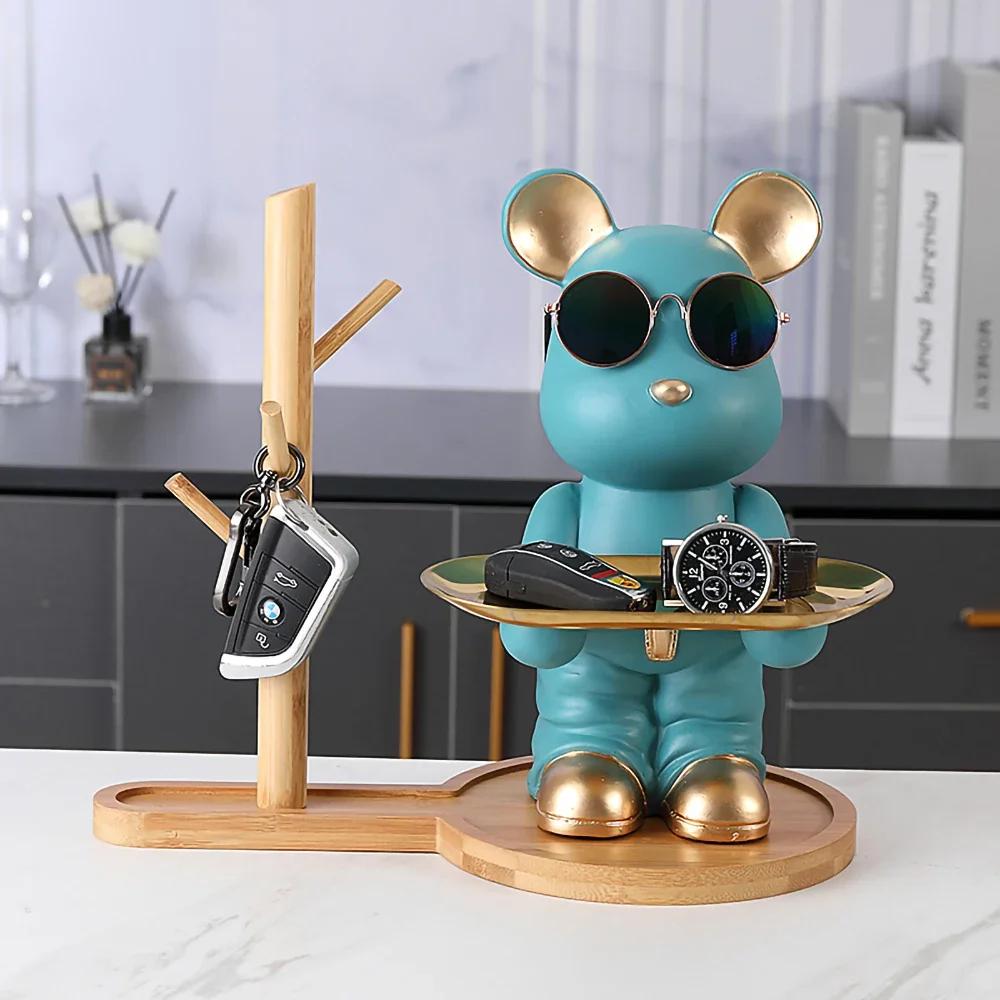 Bear Tray Bear Sculpture Piggy Bank Violent Bear Statue Resin Ornament Desktop Accessories Kids Gift Living Room Home Decor