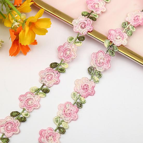 Yousheng Flower Lace Trim Ribbon Vibrant Color Widely Used DIY Crafts Embroidered Crochet Lace Trim Fabric Decorations for Sewing