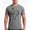 Love Music Treble And Bass Clef Heart Black Tshirt Summer Casual Cotton Tee Oversized Streetwear Tops Unisex Unisex Unisex