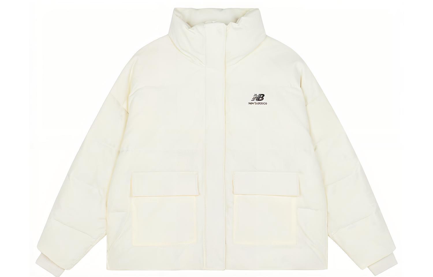 New Balance Down Jackets Women s White Stand Collar Moderate Other AWJ13342-SST S