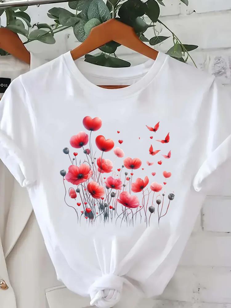 (Asian Size) butterfly trend 90s T Shirt Tee Top Clothing Fashion Women Casual Printed Lady Female Graphic  Short Sleeve T-shirts