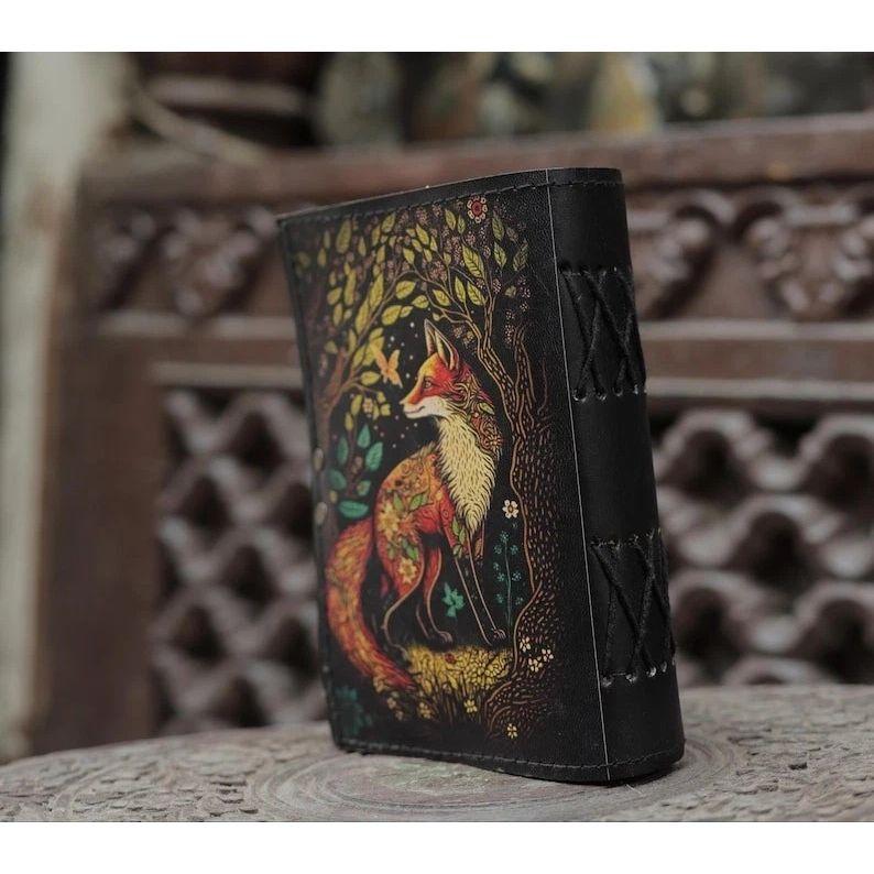 Handmade Leather Journal Fox Vintage Notebook Diary for Gift Diary
