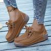 Fashion Faux Suede Sneakers Woman Design Light Weight Slip-on Flat Moccasins Ladies Low Top Lace-up Walking Shoes