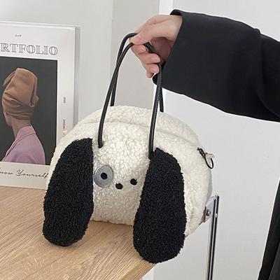 Cute Plush Puppy Shoulder Crossbody Bags Women Cartoon Stuffed Dog Messenger Handbags Lady Kawaii Plush Purses Animals Backpack