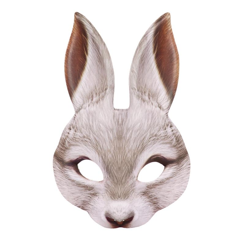 Painted Rabbit Mask Half Face Cosplay Costumes Unisex Props Animal Party Masquerade Halloween Accessories