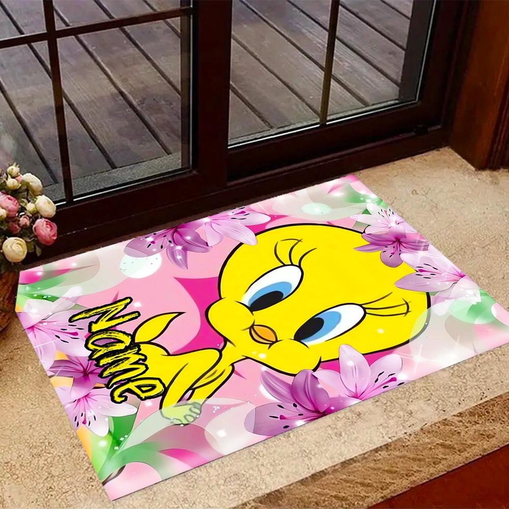 Looney Tweety Clouds Customize Your Name Area Rug Suitable for Game Room Outdoor Kitchen Balcony Anti-slip Rug Decorate Offices Wedding Party Gift