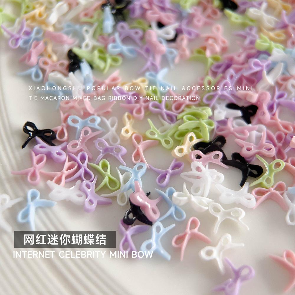 

Mixed Hollow Bow Nail Accessories Internet Famous Sweet Versatile Macaron Colored Tie
