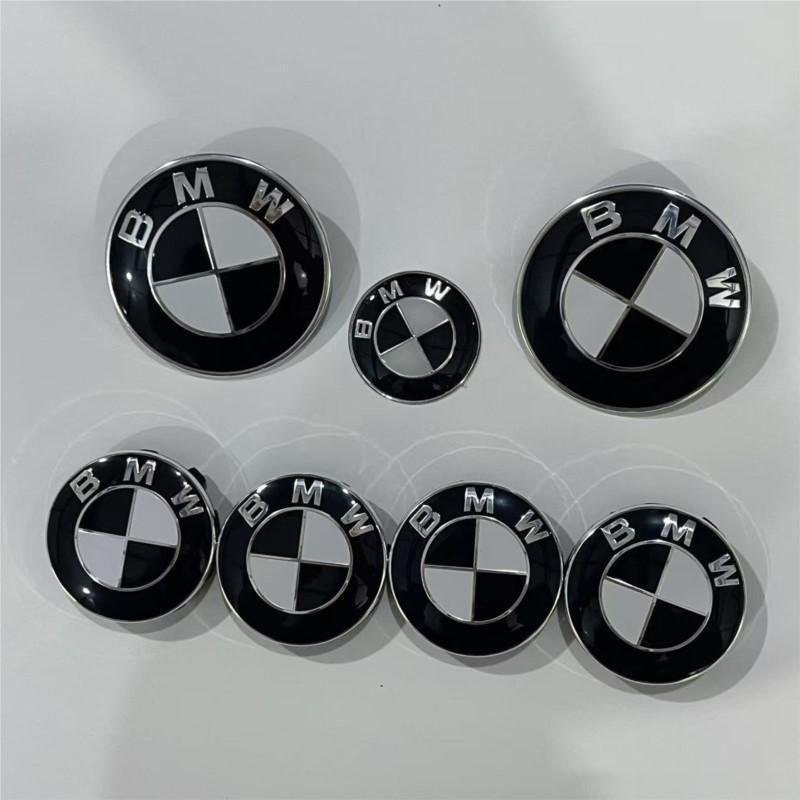 Auto Černý Bílý Znak BMW Přední Znak na Kapotě 82mm Zadní Znak 74mm Krytka Středového Krytu Kola 56mm 68mm Samolepka na Volant 45mm Příslušenství