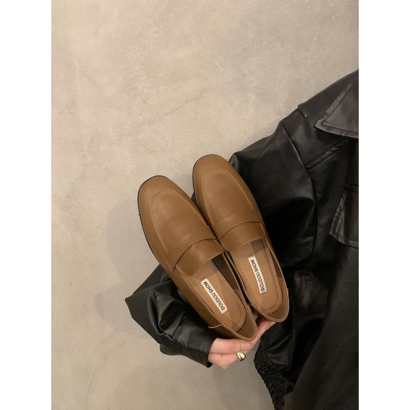 Soft Sole Version~ Internet Celebrity Versatile Fashion British Style Small Leather Shoes Women's Shoes 2025 Autumn Flat Bottom Brown Loafer Single