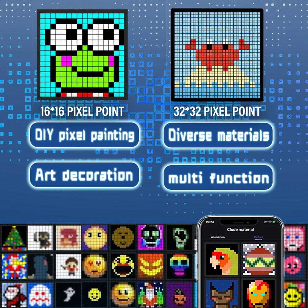 Digital Pixel Photo Frame LED Matrix Pixel Display Smart Screen APP Control Programmable Game Room Decor Table Lamp