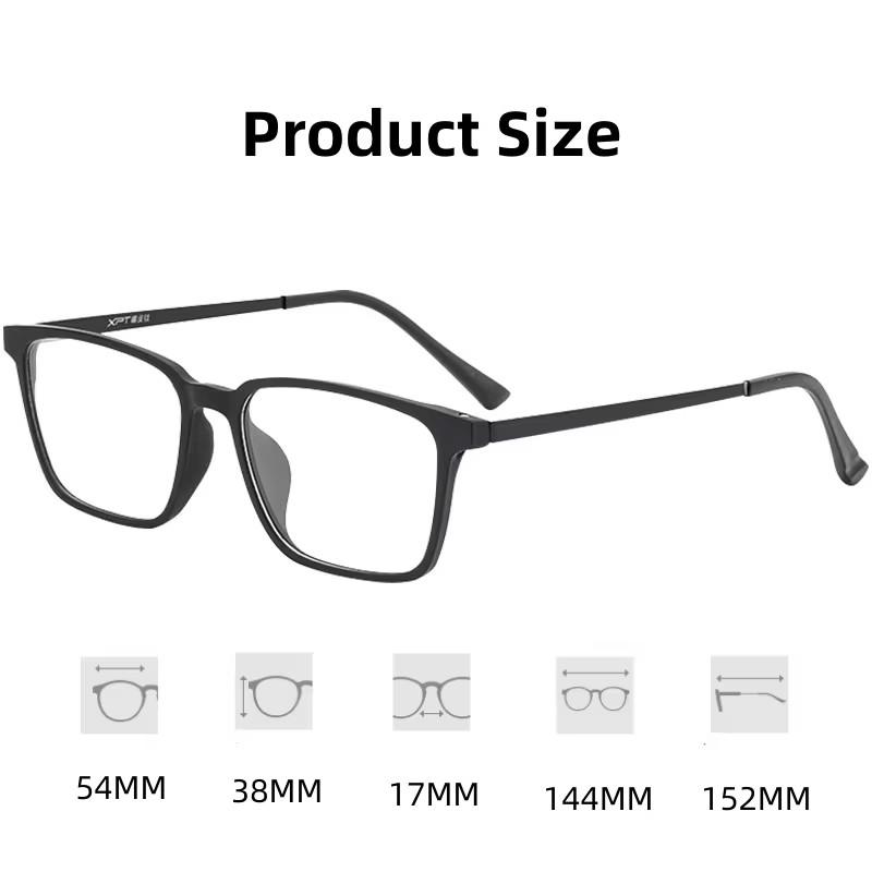 Fashion Eyewear Retro Square Titanium TR90 Large Size Eyeglasses Frame Men Women Anti Blue Light Anti Radiation Glasses 9822