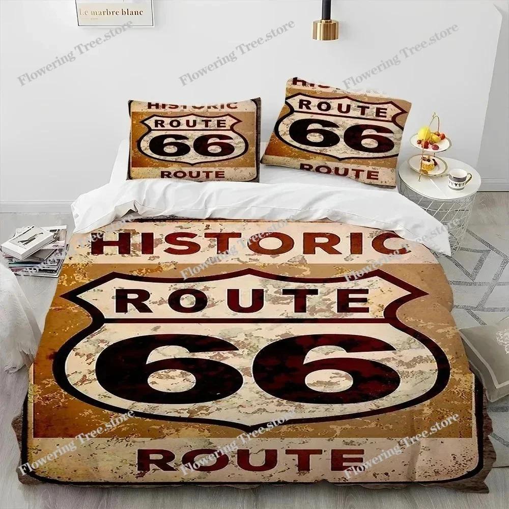 3D Print Historic Route 66,Mother Road,Comforter Bedding Set,Duvet Cover Bed Set Quilt Pillowcase,king Queen Size Bedding Set029