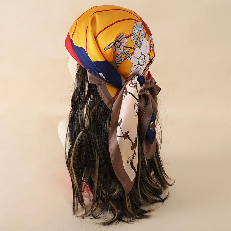 Women Silk Scarf Fashion Hair Scarf Silk Satin Neckerchief Scarf Women Luxury Hair Ties Hair Ornament Female Bandana Bag Scarves