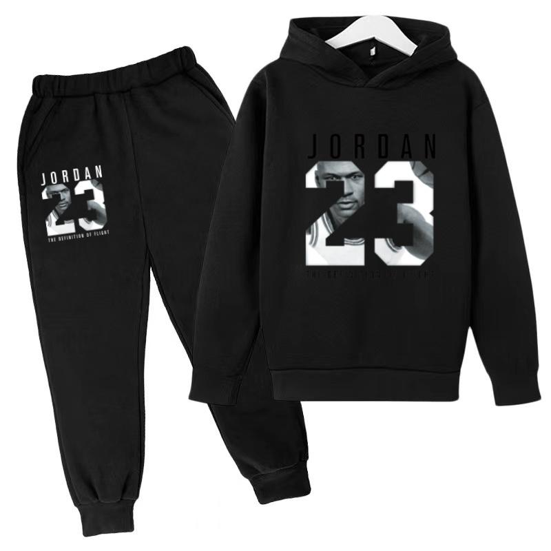 2026 Kids New Autumn Winter Casual Long Sleeve Pullover 2pcs Hoodie+Pants Tracksuit 3-12Yrs Girl Boy Basketball Coat Clothes Set