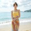 Seaside Vacation Summer Dopamine Swimsuit Set Neck Thailand Beautiful Split White Three-piece Sexy Dress