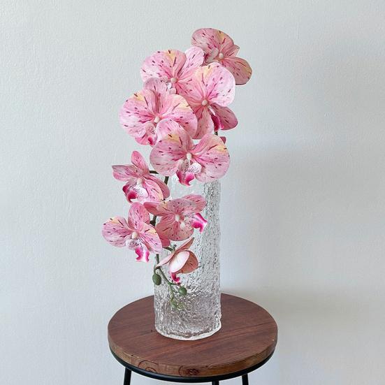 Orquídeas polilla artificiales de 9 cabezas, flores de seda falsas realistas, centro de mesa para bodas, fiestas, hogar, oficina, decoración de ramas florales de Phalaenopsis falsa