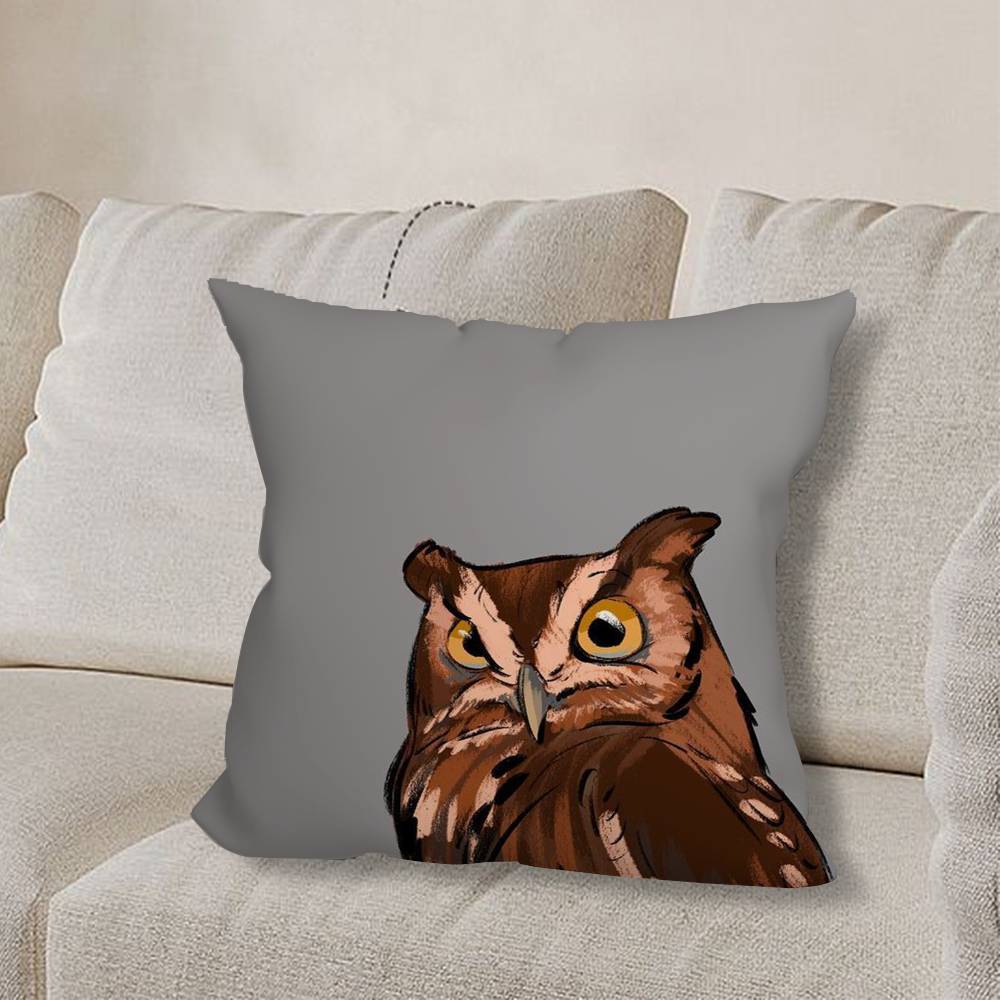 

Cute Colorful Bird O-Owl Pillow Case Anti-dustmite Pillowcase Invisible zipper silky short plush Sofa cushion cover 30cmx30cm