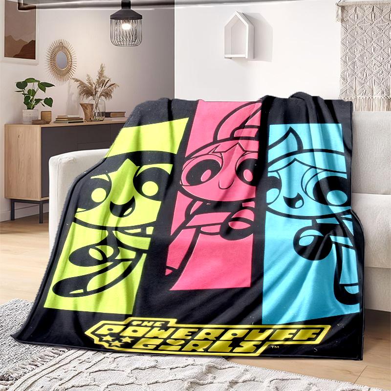 1PC The Powerpuff Girls printed blanket, all season lightweight home office outdoor nap multifunctional blanket A8
