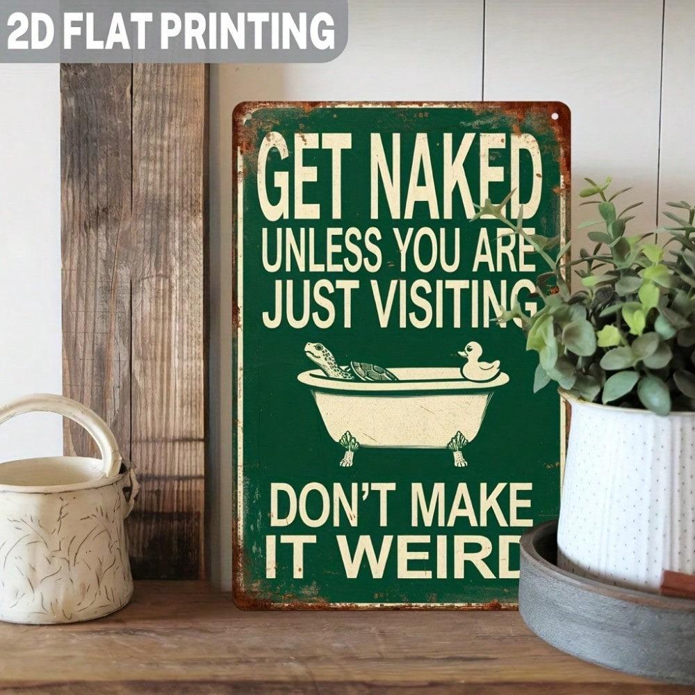Metal Wall Art Turtle Bathroom Sign Vintage Humor Gift