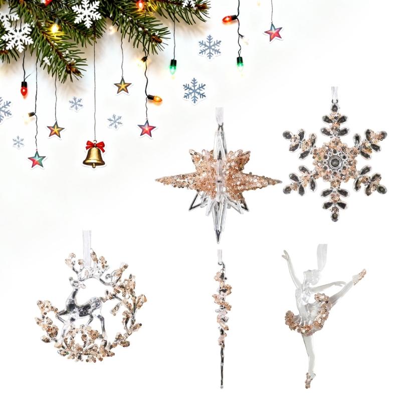 Shatterproof Acrylic Snowflakes Hanging Decorations For Indoor and Outdoor Christmas Displays
