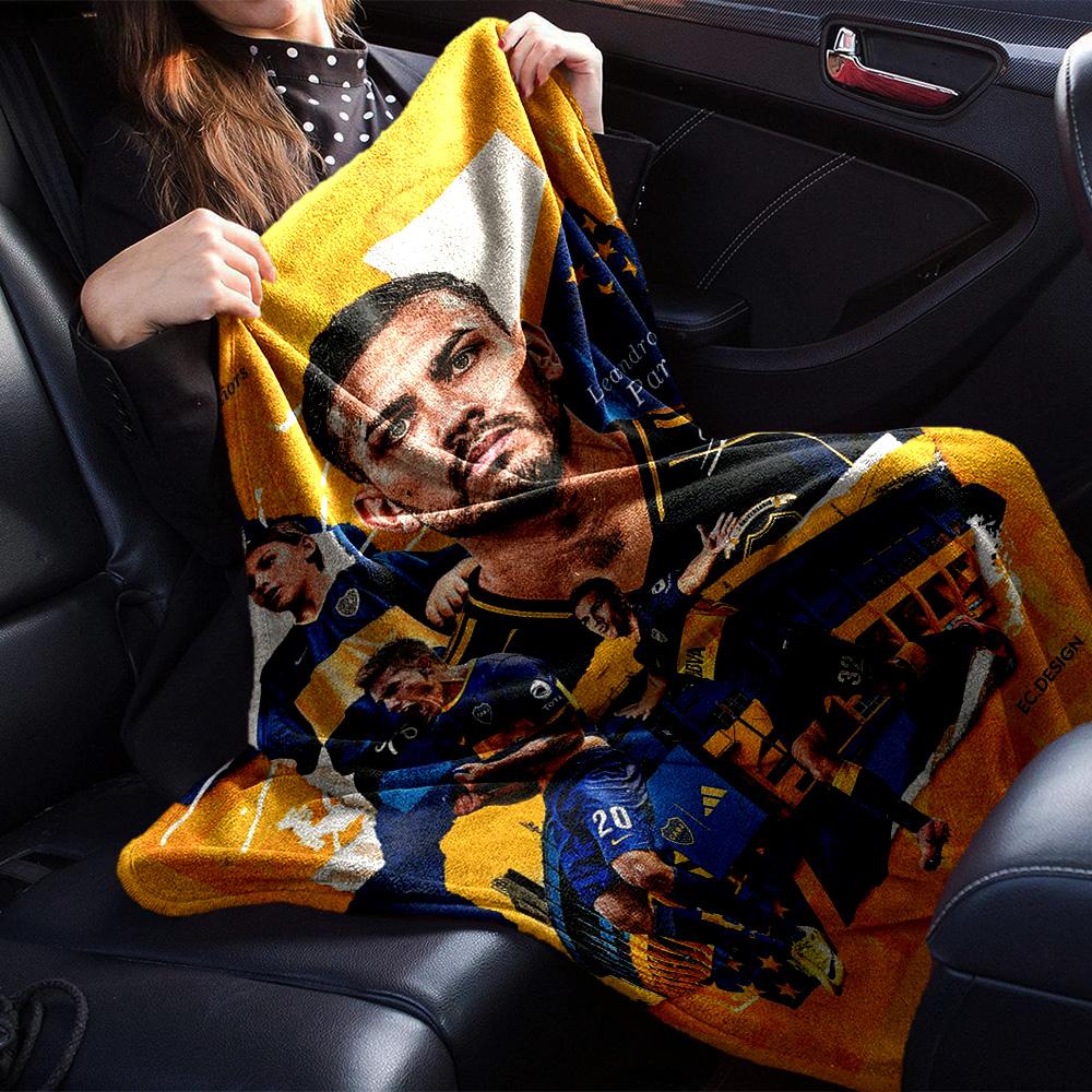 Boca Juniors Paredes Scrapbook Collage Print Fleece Blanket Soccer Fan Soft Warm Throw Blanket for Sofa Bedroom Home Decor Gift