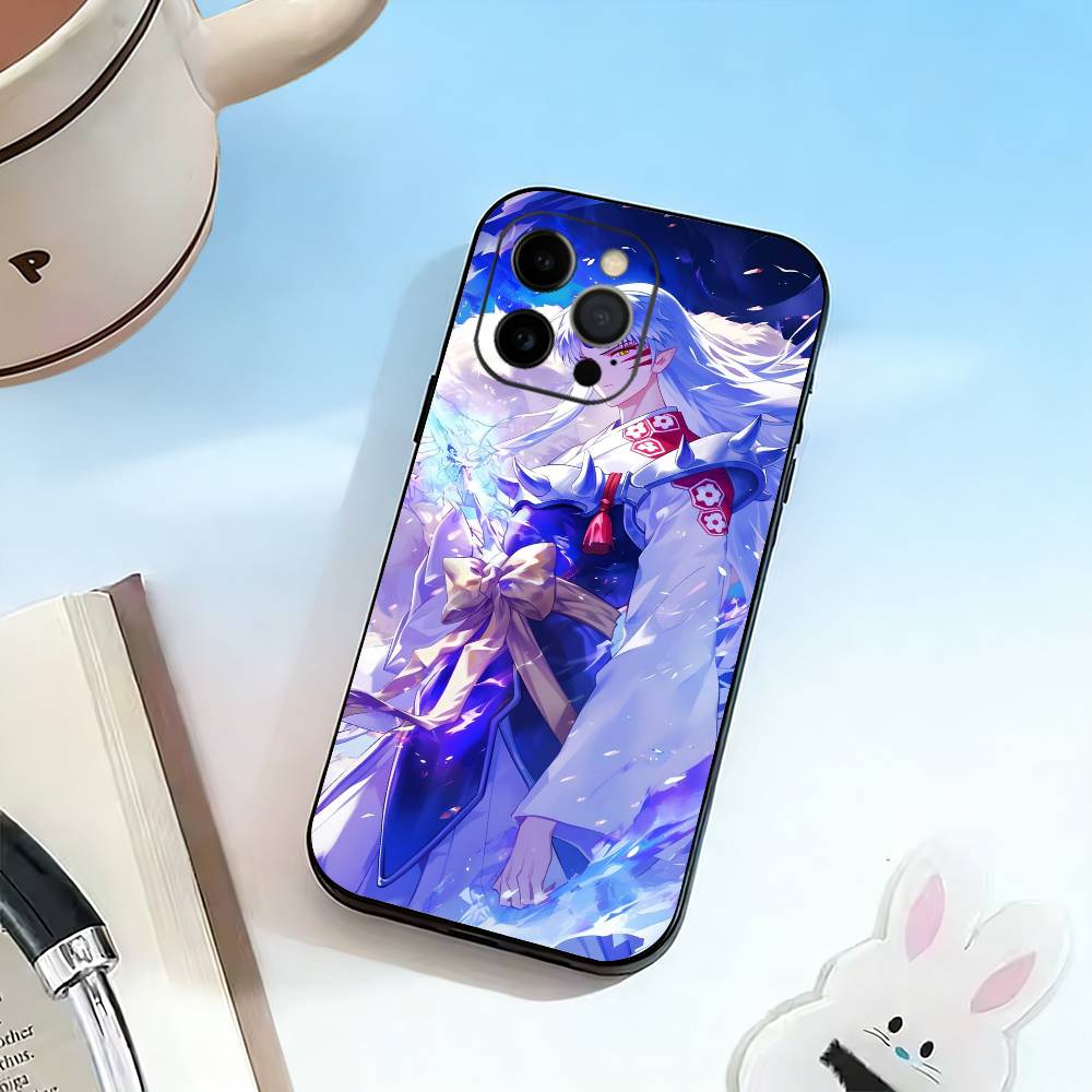 S-Sesshomaru Inuyasha Anime Phone Case For iPhone 17,16,15,14,13,12,11 Plus,Pro Max,XS,Soft Silicone Black Cover