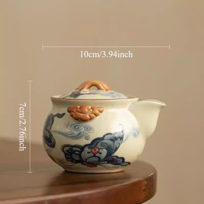 200ml Butterfly Ru Kiln Handmade Pot Chinese Style Household Kungfu Tea Set Teapot Large Capacity Teapot Teaware Accessories