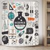 Science Shower Curtain, Black Chalkboard Biology Hand Written, Cloth Fabric Washable Bathroom Decor Set With Hooks, Black Brown