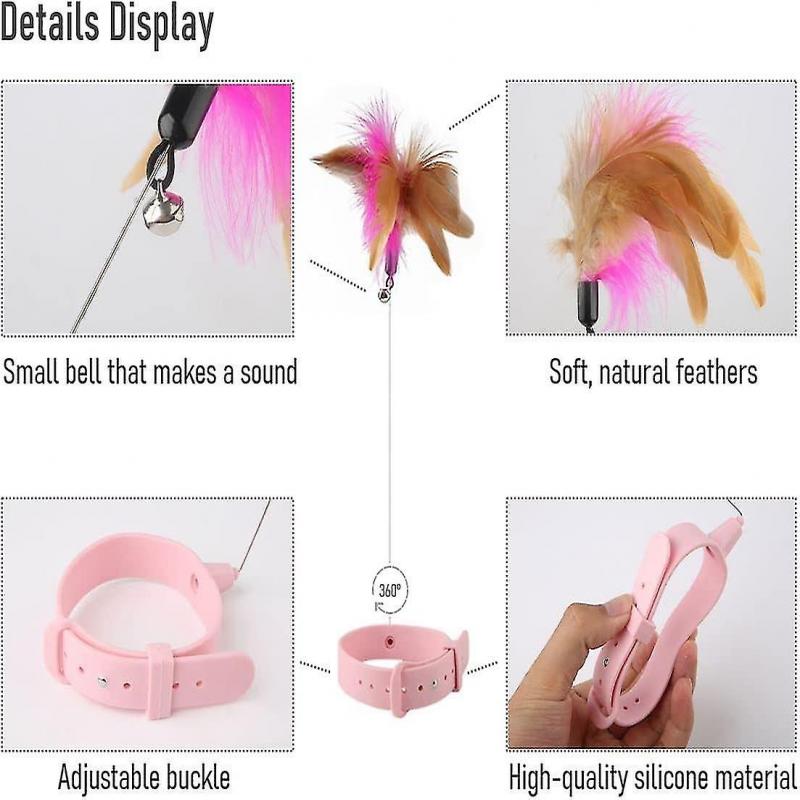 Katzenfederhalsbandspielzeug, interaktives Katzenspielzeug, lustiger Katzenstab mit Glocke und Federn für Katzenspiel und Bewegung
