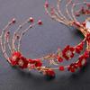 New Red Flower Bridal Barrettes Red Beaded Tassel Hair Clips Back Head Wedding Headdress Earrings Jewelry Set Accessories