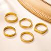 Exquisite 5-Piece Gold-Plated Geometric Stainless Steel Ring Set for Women