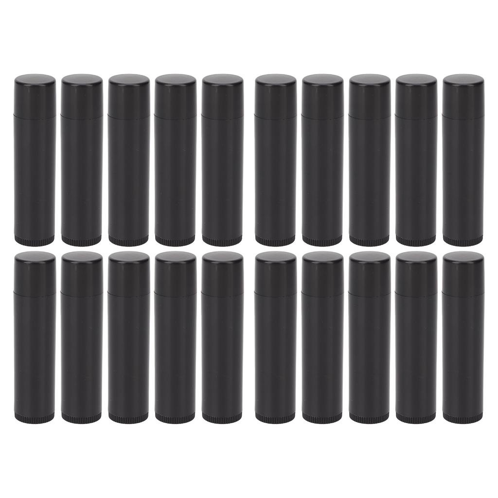 20pcs Lip Balm Tubes Empty Refillable Round DIY Lipstick Tube for Lip Balms Lipstick Solid Perfume Black 4.2g