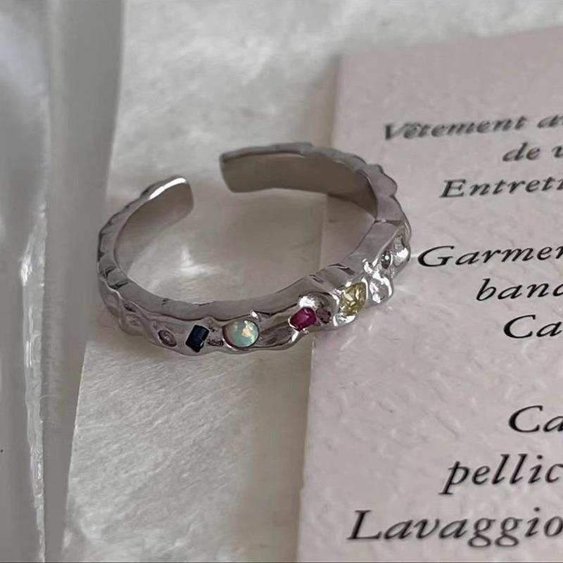 Stone Opal Fashionforward Colorful Ring Adjustable Design For Women Modern