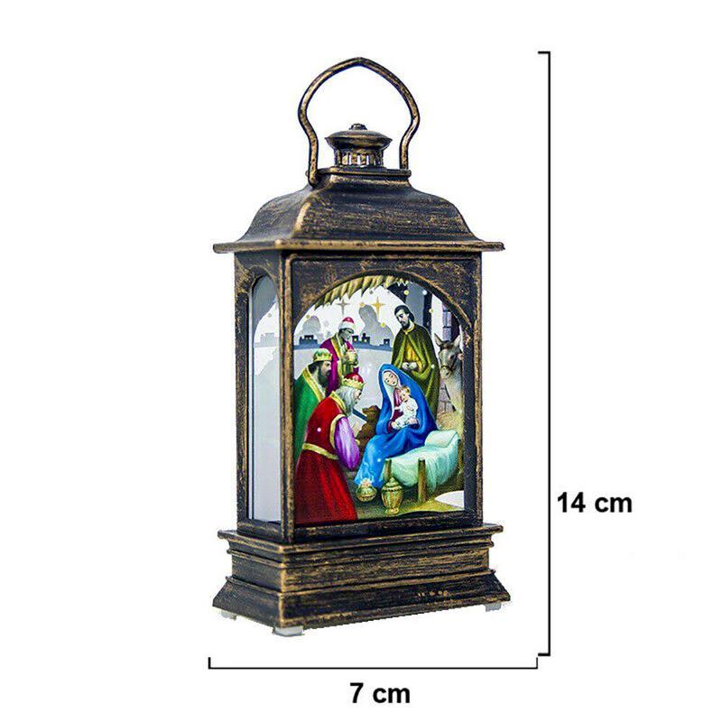 Christmas Tree Hanging Lamp Vintage Decorative Light Santa Claus Snowman Light Decor Hanging Lantern