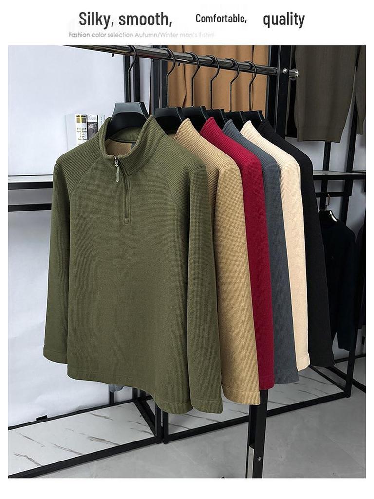 Woodpecker Men's Thick Velvet Fleece Hoodie with Half-Zip and Stand Collar for Autumn/Winter 2025