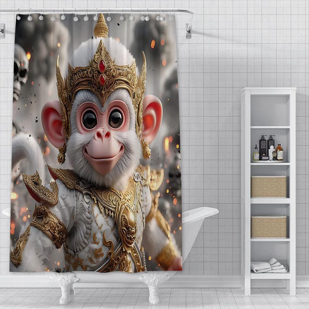 Spiel Black Myth Wukong Duschvorhang Wasserdicht Polyester Stoff Farbe Bad Vorhänge Home Badezimmer Dekor Vorhang Mit Haken