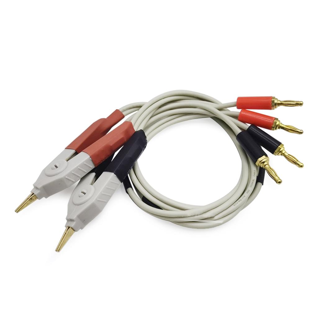 4 Wire Probe Silicone Banana Connector Multimeter Test Wire Lead Clip Cable for LCR Meter-Terminal Low Resistance 1 Pair