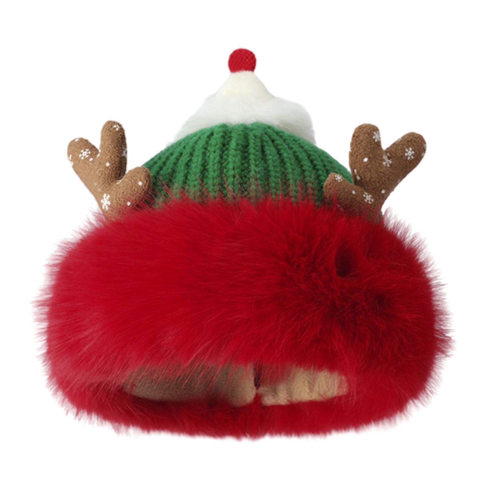 

Рождественская толстая плюшевая шапка-бини для праздника, шапка с оленьими рогами для взрослых девушек, шапка с помпоном, реквизит для вечеринки, фестивальная шапка 5