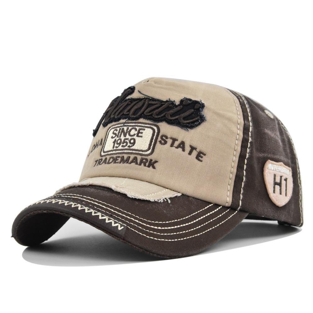 

Baseball 3d Cap Patch Cloth Embroidered Cap Vintage Color Wash To Make Visor Old кофейный