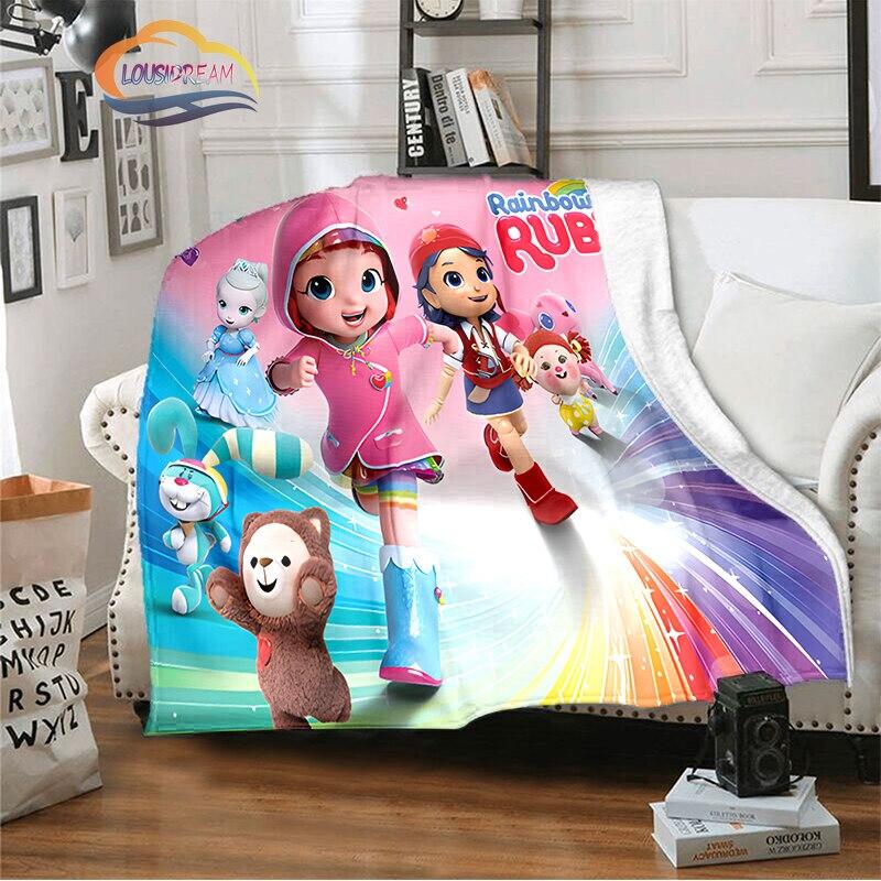 3D-tekenfilmserie Rainbow Ruby Kinderdeken Lulu en beer schattige deken Intelligentie en avontuur deken Animatie deken