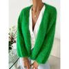 Cardigan in Maglia da Donna S Scollo a V Vestibilità Larga Maglione Color Block