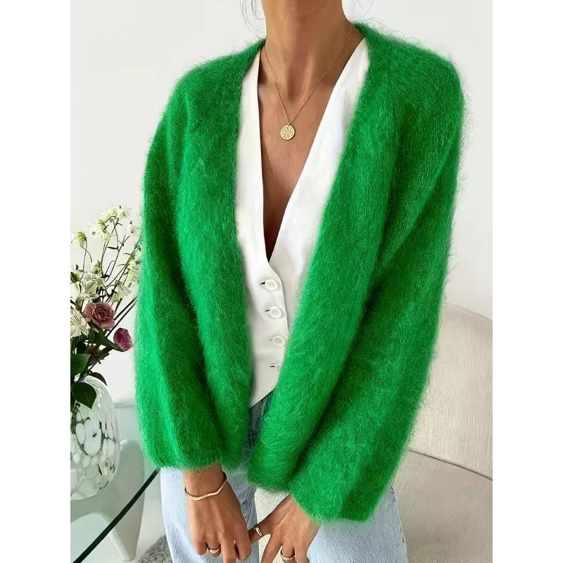 Cardigan in Maglia da Donna S Scollo a V Vestibilità Larga Maglione Color Block