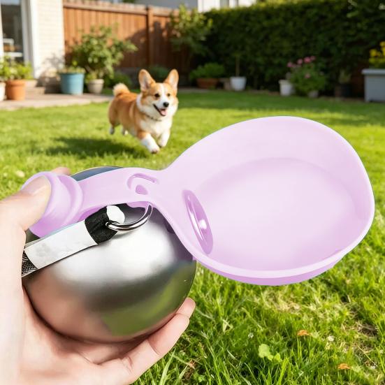 Tragbare Hundewasserball, 10 oz Edelstahl Haustier-Wasserflasche, Auslaufsichere Hundewasserflasche mit faltbarer Silikonschale für Outdoor-Spaziergänge, Reisen,