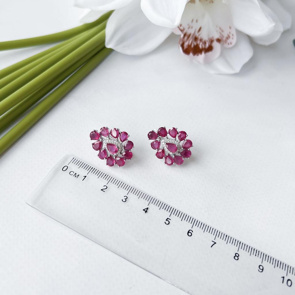 Silberohrringe mit natürlichem Rubin 11,318 ct (2153009)