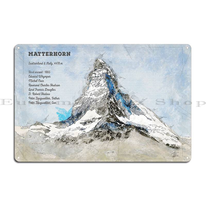 Zermatt Matterhorn Switzerland Ski Poster Metal Sign Poster Design Custom Classic Wall Cave Customize Tin Sign Poster 20x30cm