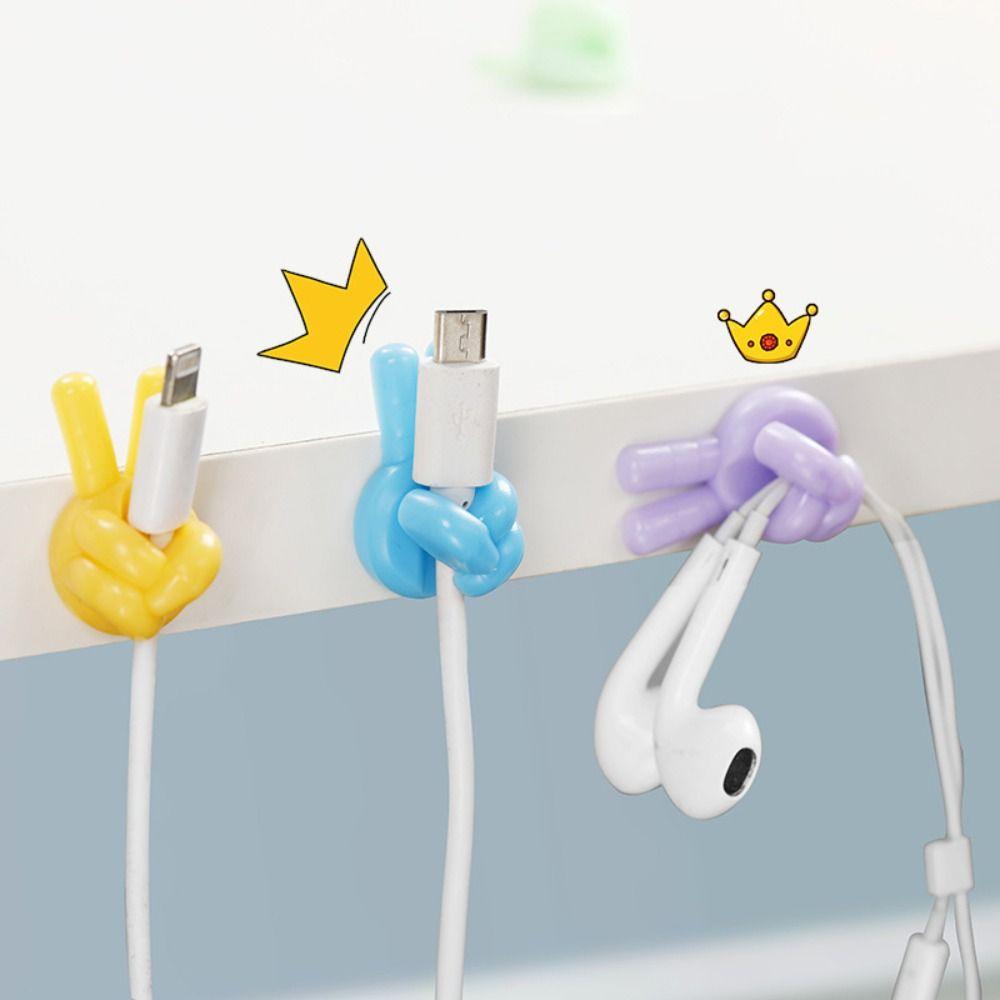 Self-Adhesive Self-Adhesive Thumb Wire Holder PVC Desktop Tidy Data Cable Clips  Home Office