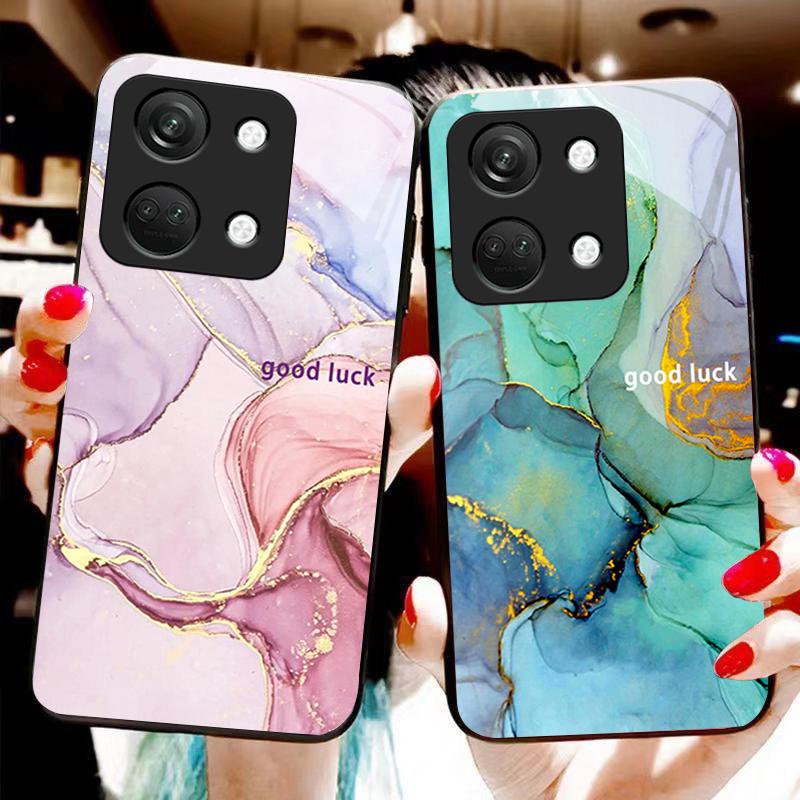 Model Marmură Pentru OnePlus Nord 3 5 6T 7 Pro 8 12 10T Reno8 Lite 5G 10R Nord N30 Carcasă Dură Sticlă Securizată Carcasă Telefon Negru