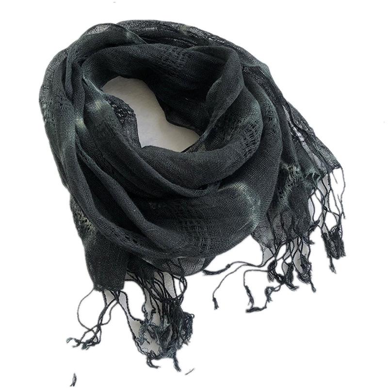 Retro Tie-Dye, Personalized Versatile Literary Shawl, Long Sun-Resistant Silk Scarf Women'S Summer Linen Scarf