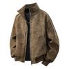 Unisex Retro PU Leather Patchwork Stand Collar Jacket - Spring Casual, Plus Size Available