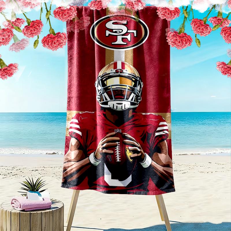San Francisco 49ers Print Strandtuch, Großes Weiches Schnelltrocknendes Handtuch für Strand Camping Schwimmen